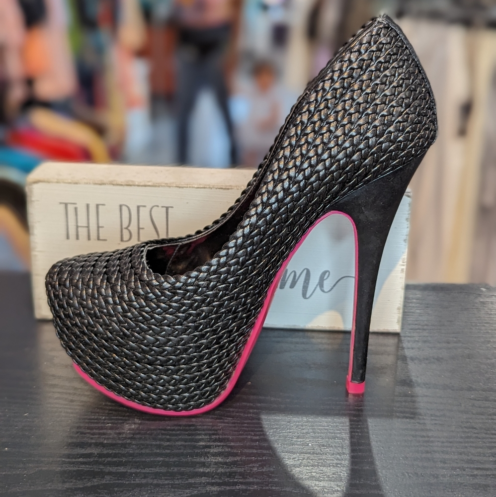 Textured Platform Pink Bottom Heel